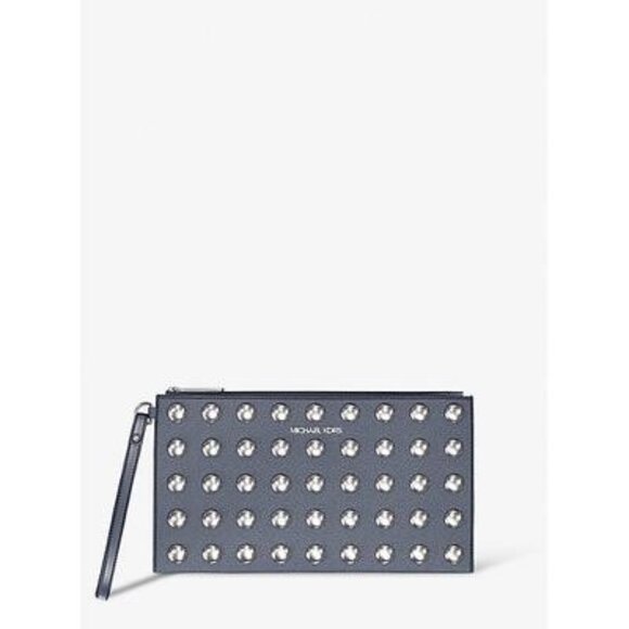 Michael Kors Jet Set Large Studded Pebbled Leather Wristlet NWT - Picture 6 of 6